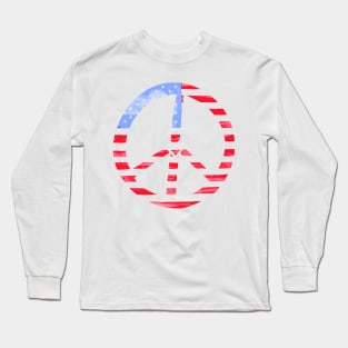 USA Peace Sign Flag Long Sleeve T-Shirt